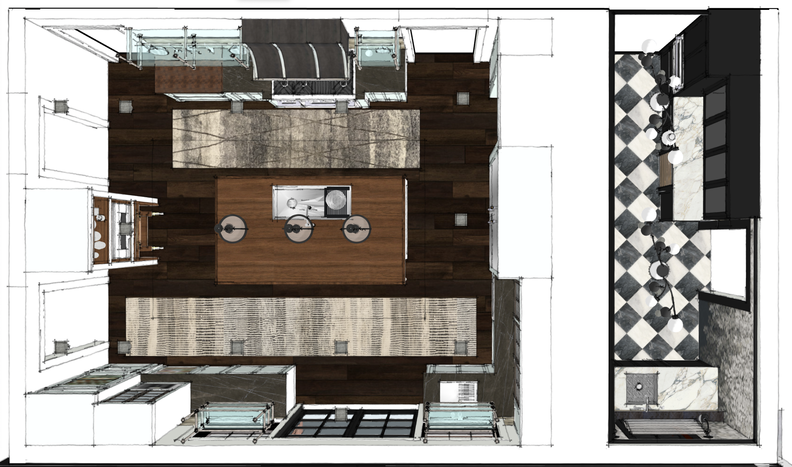 Pasadena interior design services - kitchen plan rendering Jeanne K Chung | Cozy  Stylish Chic